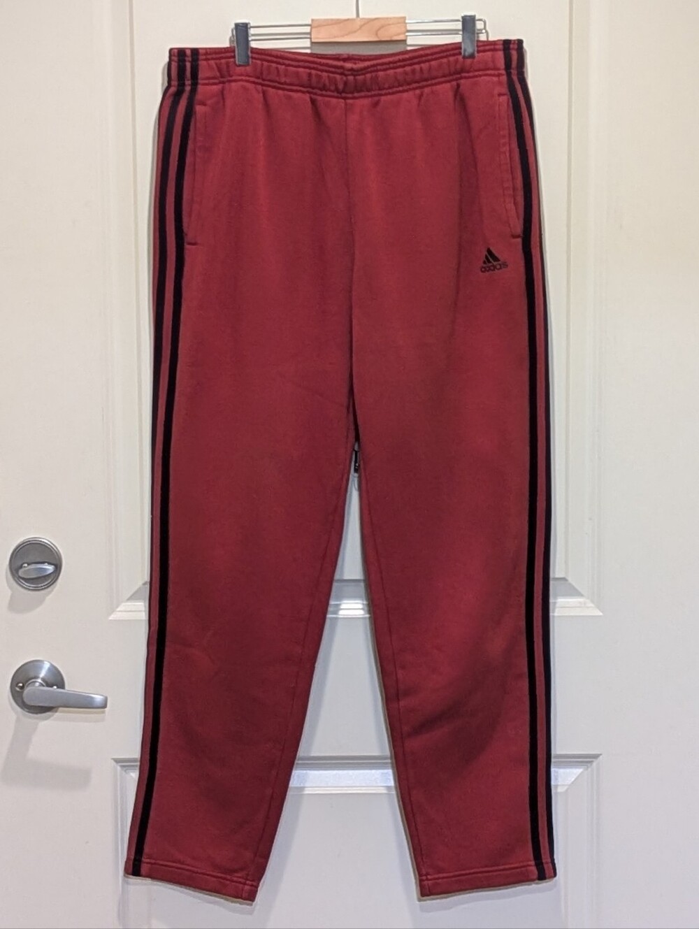 GUC Adidas L Three Stripe Maroon and Black Cotton Blend Sweatpants